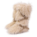 Botas femininas felpudas até o joelho |   Calçado de inverno com detalhes multi-fivela, texturas de leopardo e shearling