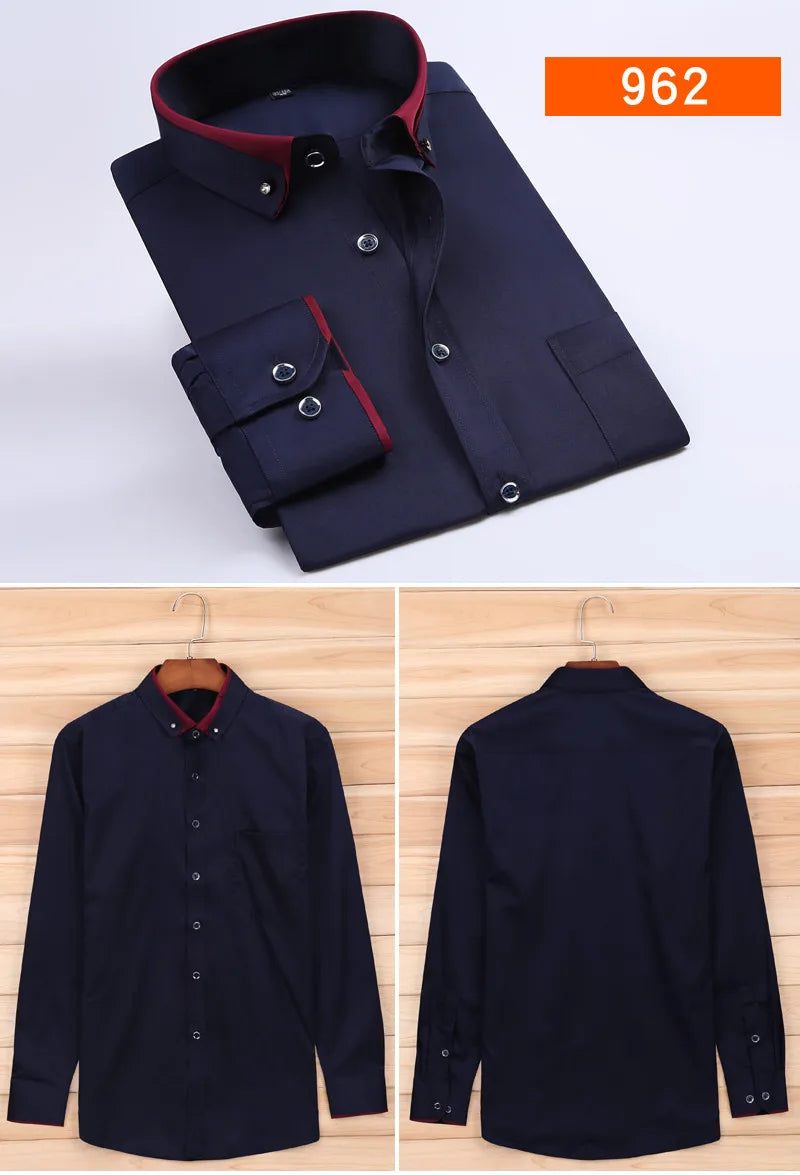 Nova chegada primavera comercial fácil cuidado camisa masculina oversize manga longa moda formal de alta qualidade plus size M-7XL8XL9XL