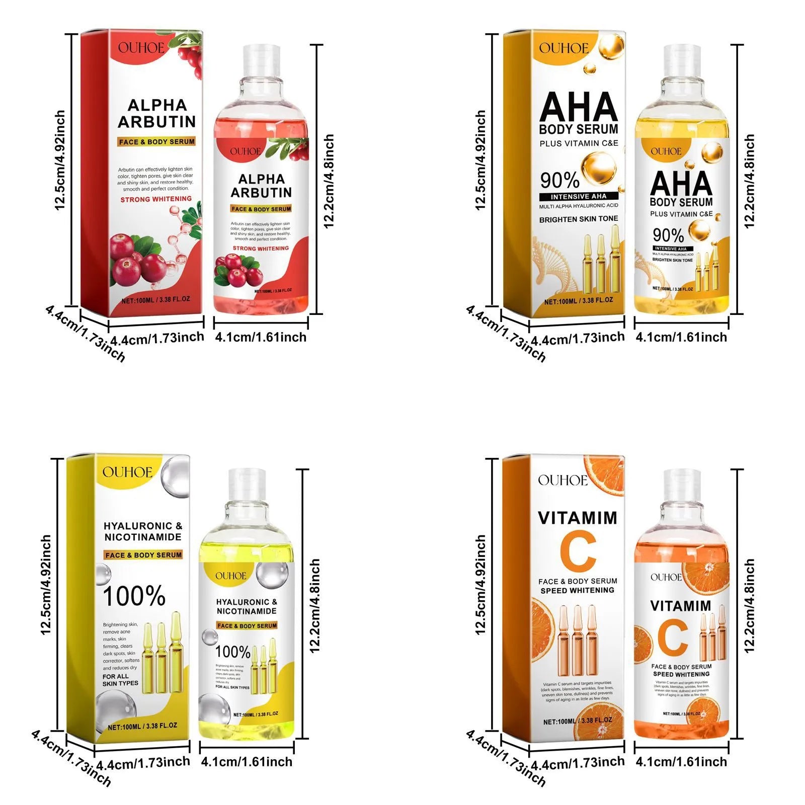 Ácido hialurónico vitamina C AHA soro facial manchas escuras corretor encolhimento poros hidratante clareamento reparação clarear o corpo cuidados com a pele