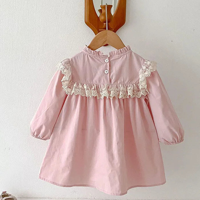 2025 nova primavera irmã vestido crianças roupas crianças vestidos de princesa manga comprida algodão bordado 1-6yrs bebê menina vestido de festa