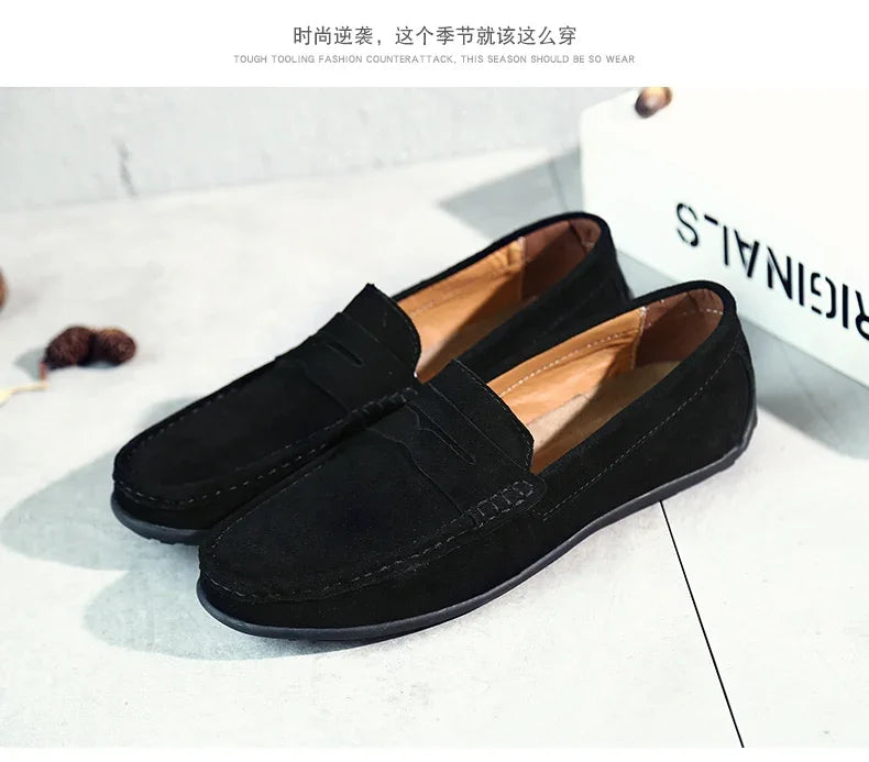 Couro do plutônio camurça de vaca sapatos masculinos marca luxo casual formal mocassins calçados preto masculino sapatos de condução hombres