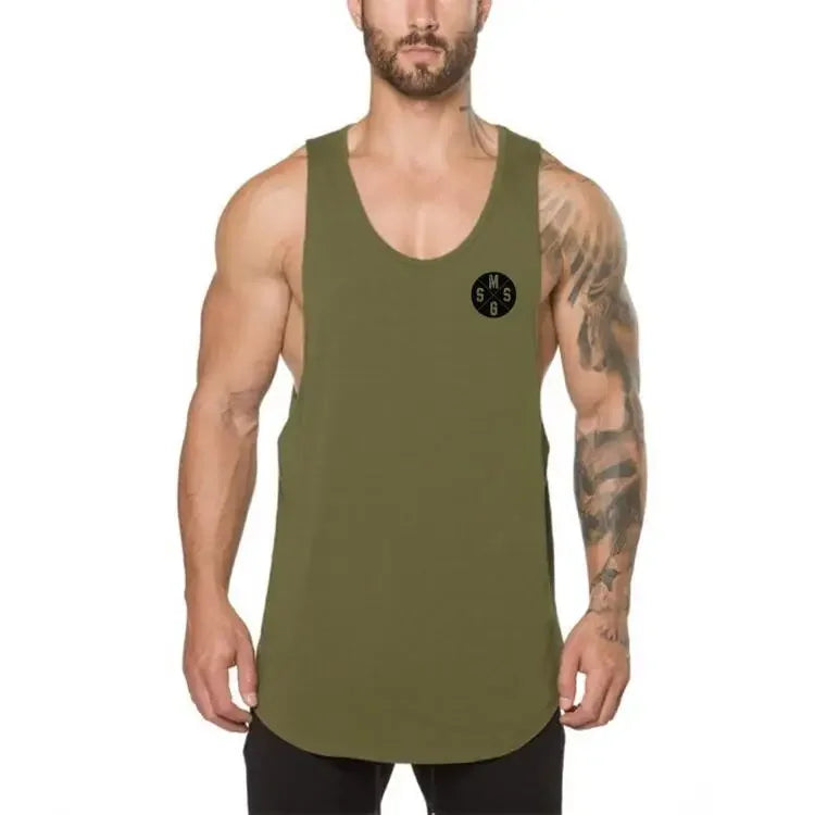 Marca roupas de ginástica algodão singlets canotte musculação stringer tanque superior dos homens camisa de fitness muscular caras sem mangas colete tanktop