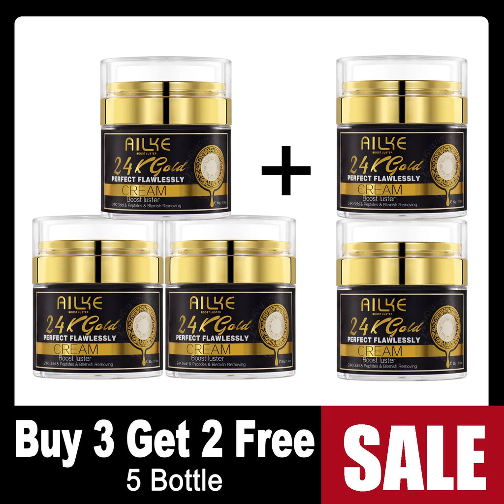 AILKE 24K Glod Alcance de cuidados com a pele impecável, clareador de pele, reduz manchas escuras, melanina, rugas, hidratação, para mulheres e homens