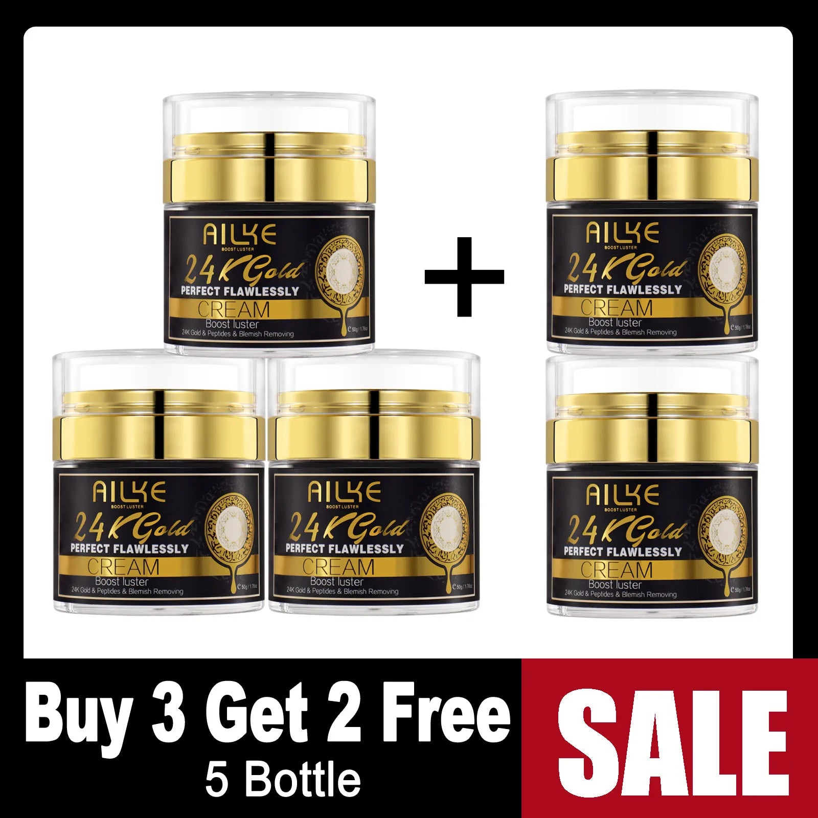 AILKE 24K Glod Alcance de cuidados com a pele impecável, clareador de pele, reduz manchas escuras, melanina, rugas, hidratação, para mulheres e homens