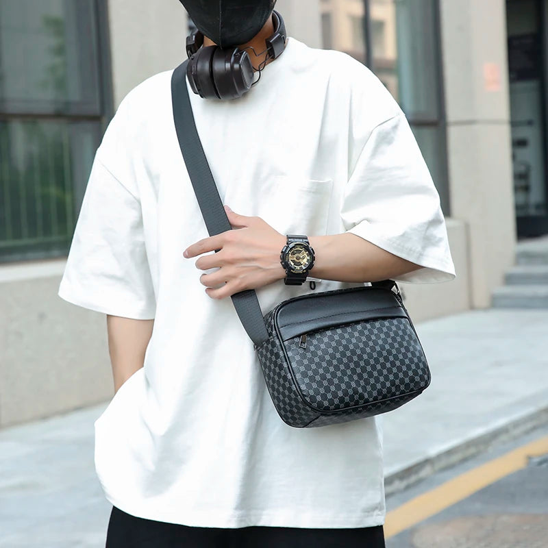Bolsas de Ombro Casuais e Leves para Homens, Bolsa Mensageiro de Couro PU Macio, Bolsa Transversal Confortável com Alça Larga