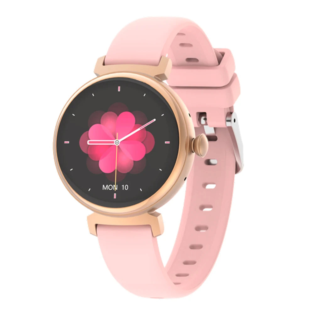 Amoled tela hd azul dente chamada smartwatch feminino relógios inteligentes à prova dwaterproof água esportes monitor de saúde freqüência cardíaca notificação mensagem