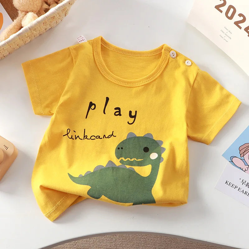 2-6y nova camiseta dos desenhos animados de algodão puro meninas de manga curta verão meia manga topos meninos topos crianças camisetas roupas