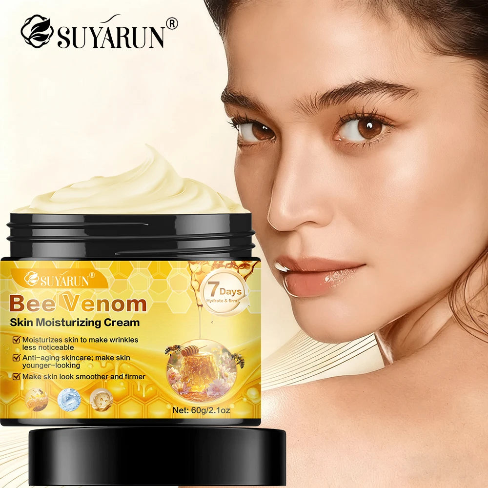 SUYARUN Creme Hidratante de Vêneno de Abelha Cuidados Faciais Antienvelhecimento |   Hidratação profunda e reafirmante Cuidado natural antirrugas para toda a pele.