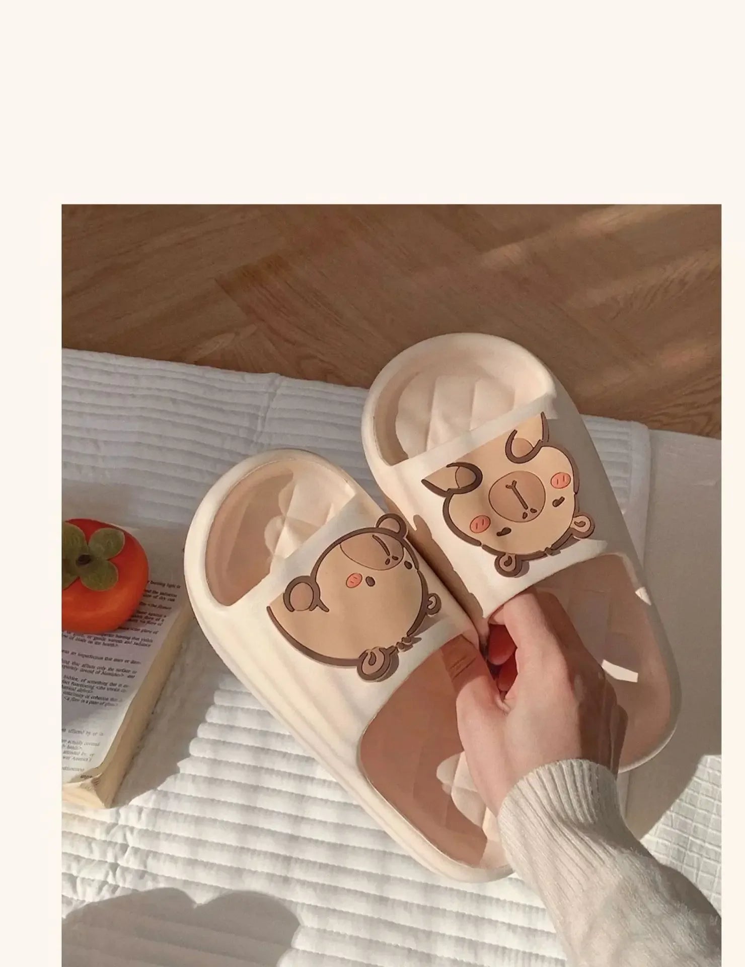 Capivara flip flops feminino chinelo kapibara bonito nuvem sandálias verão praia slides casa quarto sapatos kawai plana feminino eva