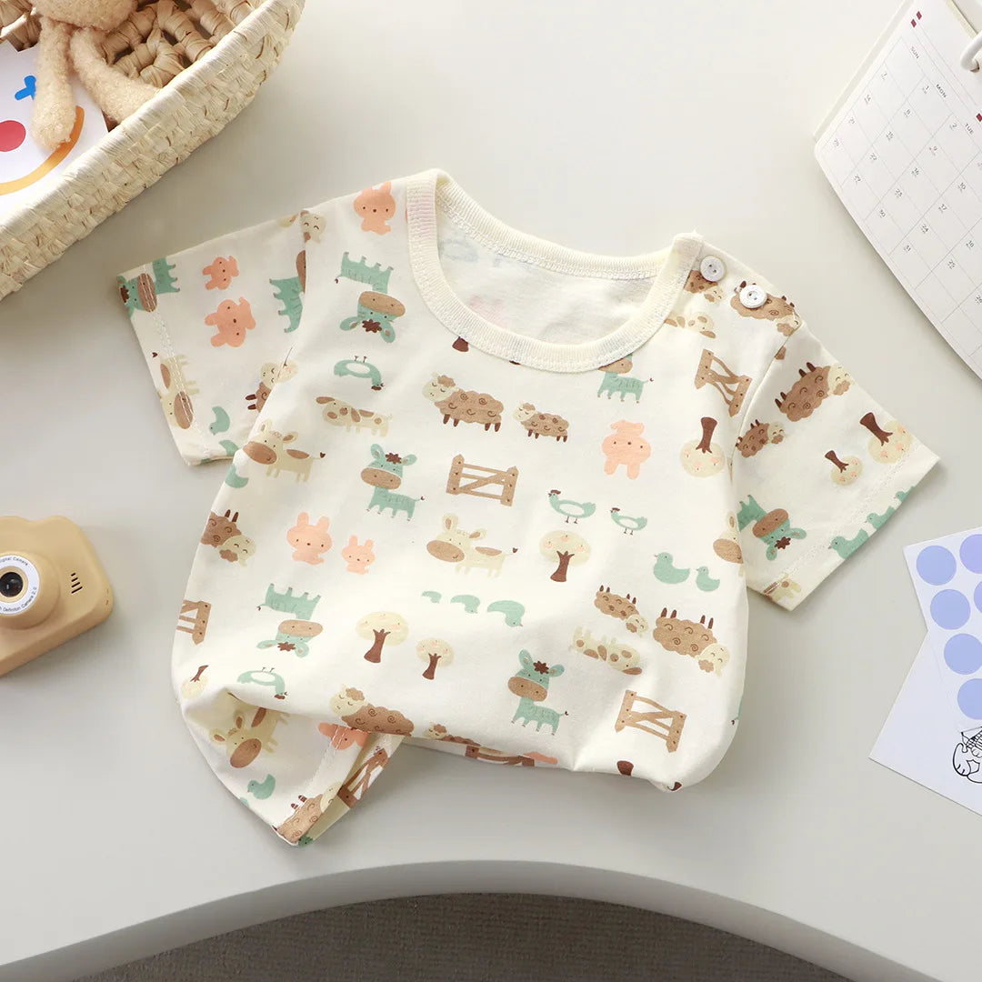 2-6y nova camiseta dos desenhos animados de algodão puro meninas de manga curta verão meia manga topos meninos topos crianças camisetas roupas