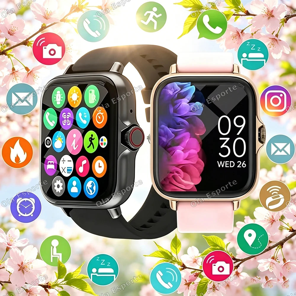 Relógio Inteligente 2026 para Android e iOS, Tela Colorida de 1.83 Polegadas, Bluetooth, Atende Chamadas, Monitor de Fitness, Smartwatch para Mulheres e Homens, Novo