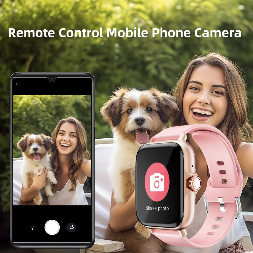 Relógio inteligente de 1,83 '' com mensagem, resposta, chamada, monitoramento do sono, pedômetro esportivo, alertas de informações para iPhone Android