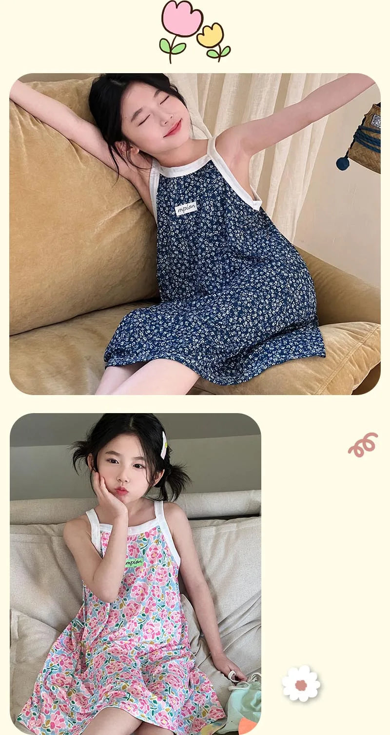 Verão menina camisola crianças vestidos de pijama pijamas para meninas criança noite vestido crianças pijamas 2 a 4 6 8 10 11 12 13 14 anos