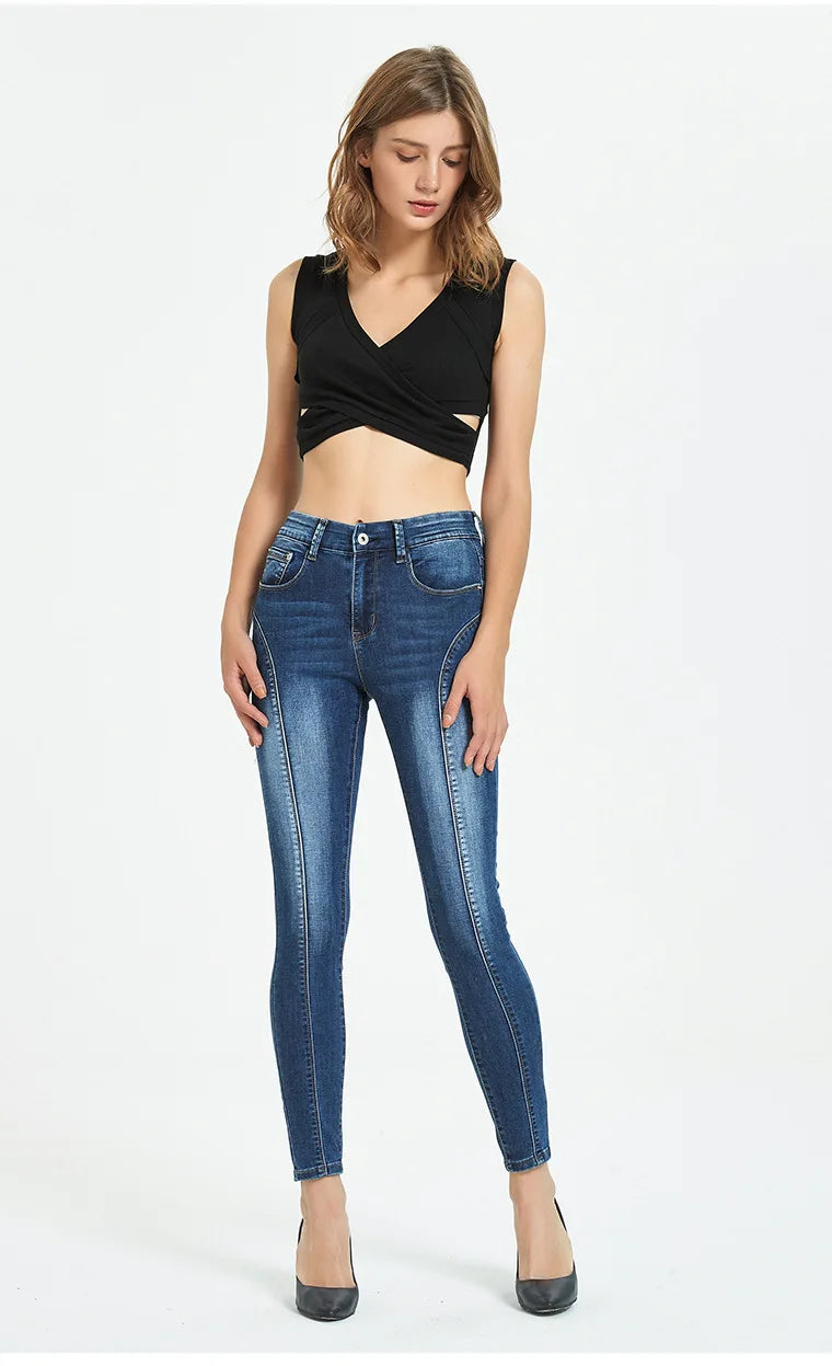 Calças Jeans Femininas Push Up, Calças Skinny de Denim, Moda 2026, Pantalones De Mujer, Pantalon Femme, Azul 2XL 3XL