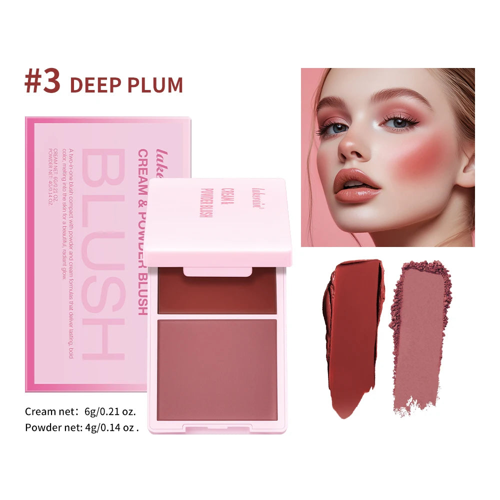 2 em 1 creme & pó blush fosco natural blush paleta de maquiagem dos olhos longa duração alta renderização de cor brilhante mindinho patrick ta blush
