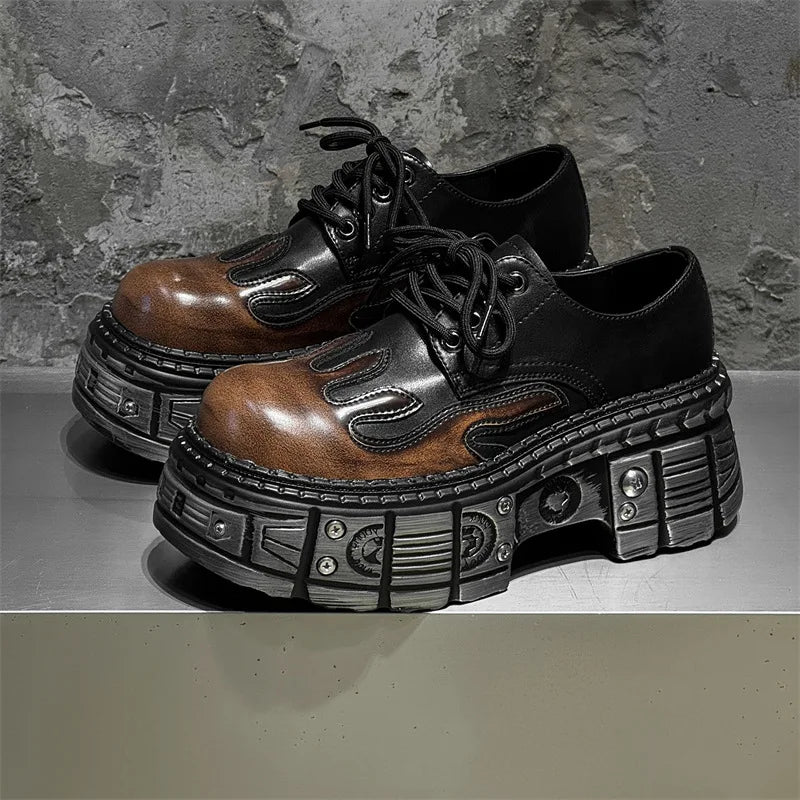 2025 mulher tênis novo estilo punk sapatos femininos gótico tornozelo rock botas rendas salto altura sapatos plataforma mulher decoração de metal