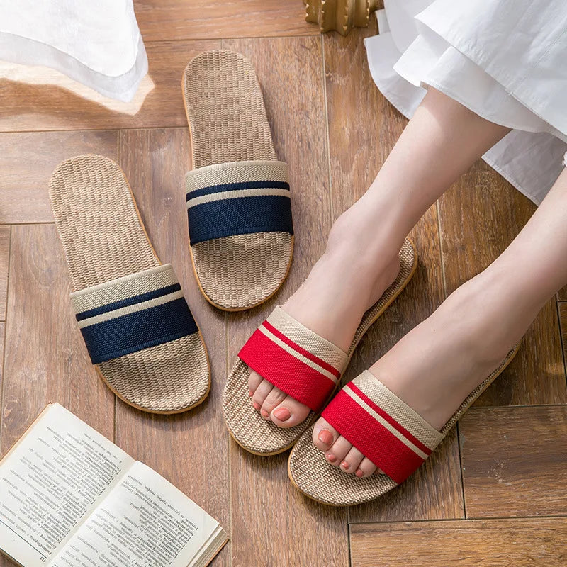 36-45 sandálias planas chinelos de praia verão casa linho leve eva antiderrapante slides para homens mulheres indoor ao ar livre flip flops