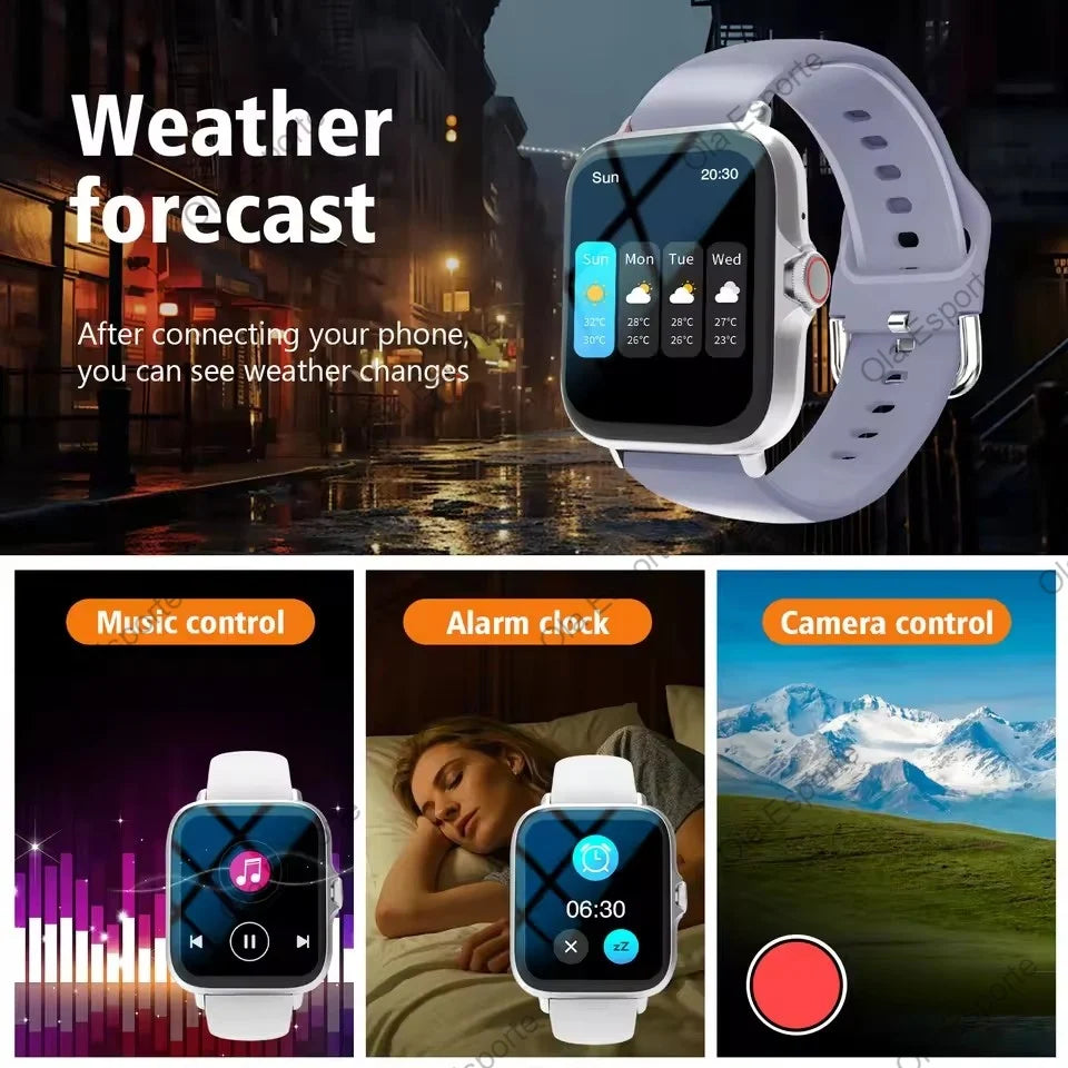 Novo Relógio Inteligente 1.83'' Tela Cheia Bluetooth com Função de Chamada Monitor de Oxigênio no Sangue/Pressão Arterial Smartwatch para Mulheres e Homens Presente de Férias 2026