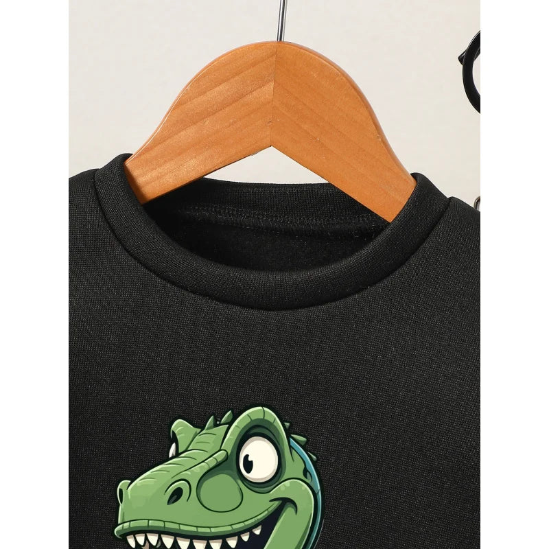 Iurnxb 2 pçs conjunto de roupas infantis meninos dinossauro impressão moletom calças crianças roupas da criança playwear primavera outono 1-6y