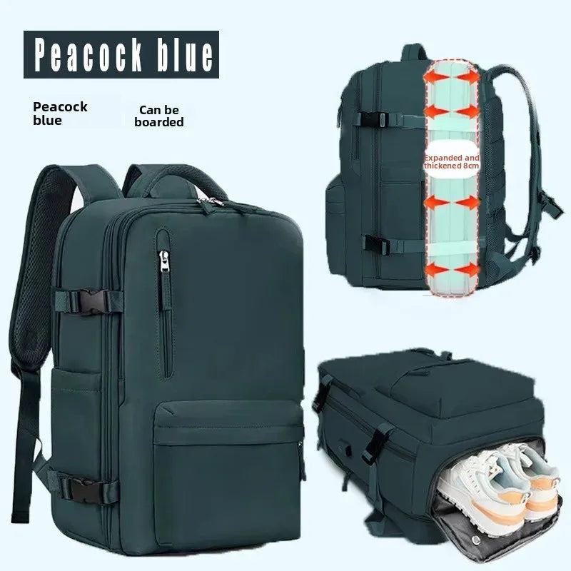 Mochila de viagem expansível de grande capacidade, bolsa de ombro dupla para viagens de negócios, montanhismo e transporte de computador