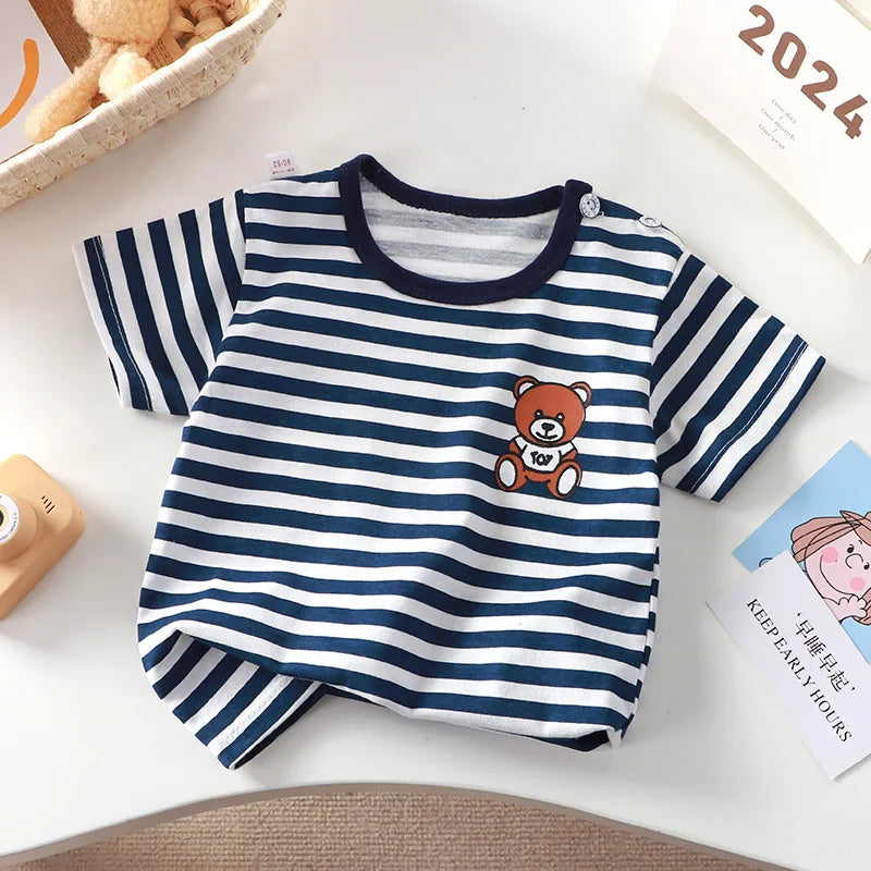 2-6y nova camiseta dos desenhos animados de algodão puro meninas de manga curta verão meia manga topos meninos topos crianças camisetas roupas