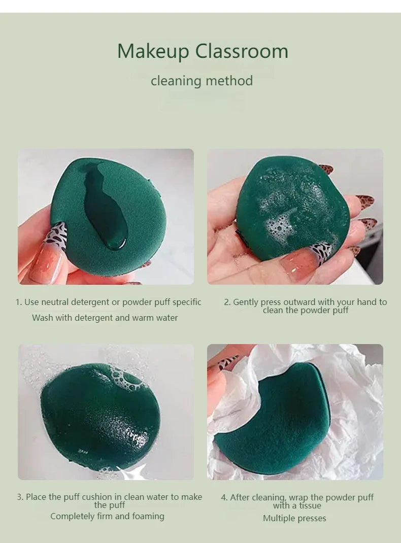 Mini esponja de pó com almofada de ar pequena, esponja para corretivo facial bb creme esponja ferramenta de maquiagem para uso molhado e seco