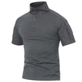 Tacvasen-camiseta de manga curta com bolsos com zíper para homens, roupas de estilo safári, cor sólida, para caminhadas e trabalho, para o verão