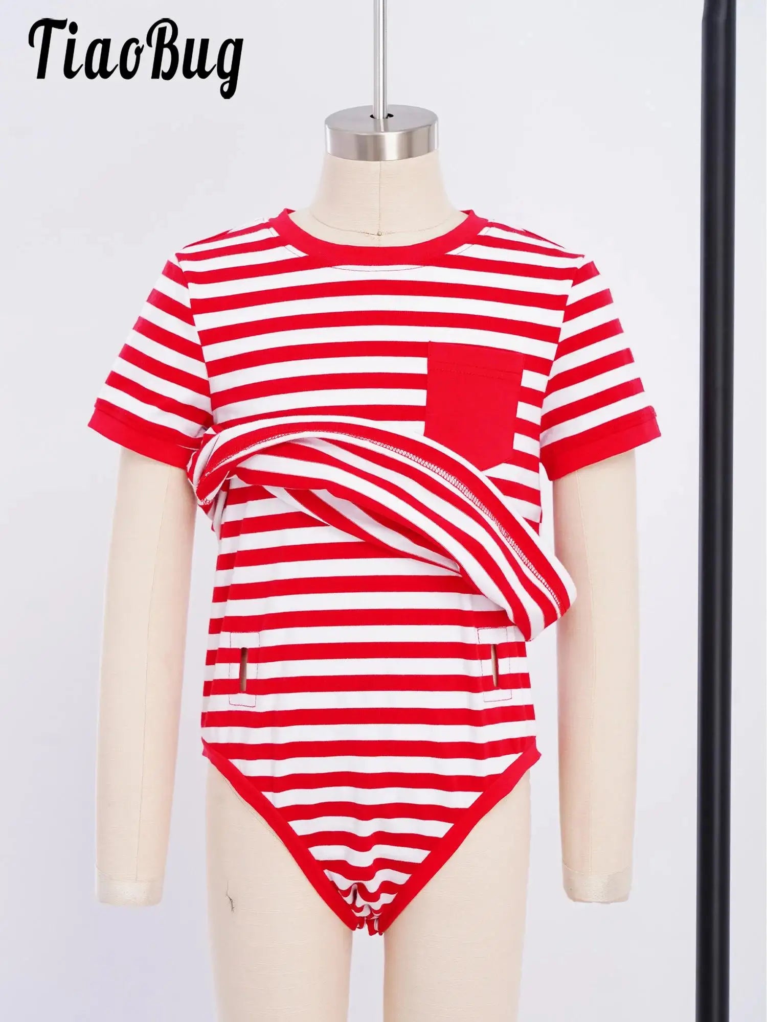 Roupas Adaptativas para Crianças com Necessidades Especiais, Macacão de Manga Curta com Botão Pressionado, Estilo T-shirt 2 em 1