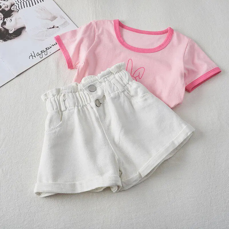 Shorts jeans estilo coreano para meninas de 1 a 7 anos, roupas curtas de verão para meninas, algodão macio, shorts jeans da moda, roupas para bebês meninas