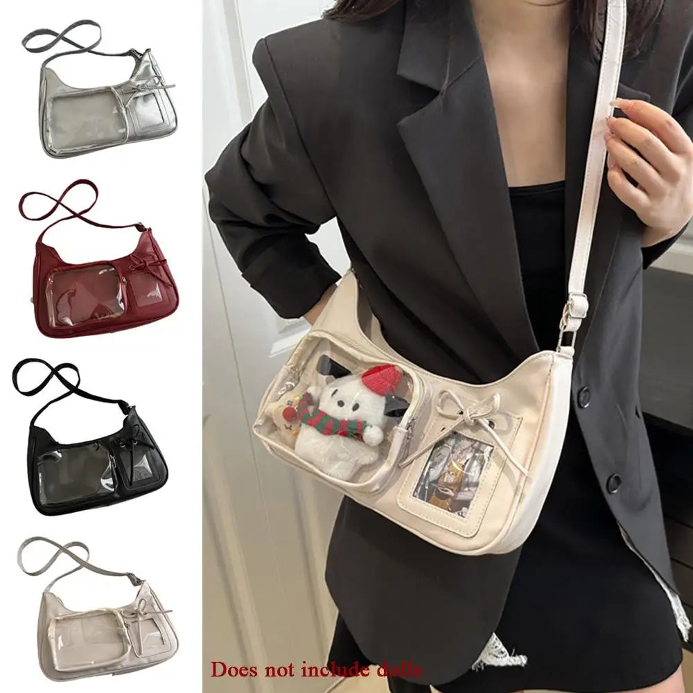 Y2k coreano transparente ita saco meninas doce lolita jk bolsa moda escola crossbody saco harajuku anime crachá exibição sacola