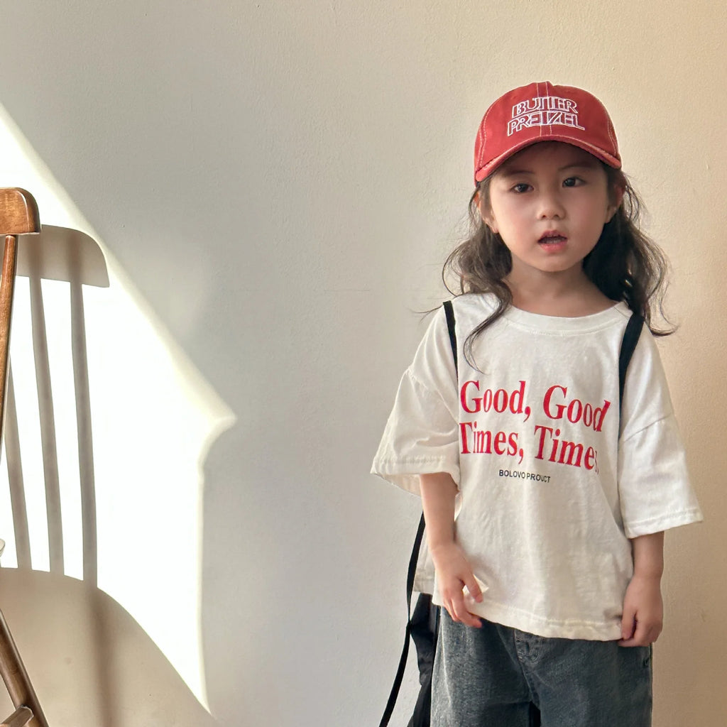 2025 verão moda solta menina crianças carta impressão camiseta menino bebê algodão manga curta camisetas criança casual topos roupas da criança