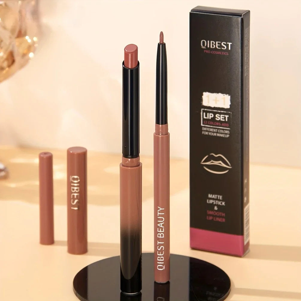 Matte Batom e Lip Liner Set, Cor Renderização, impermeável, de longa duração, Dia dos Namorados Presentes, Conter SQuality Plant, 1 + 1