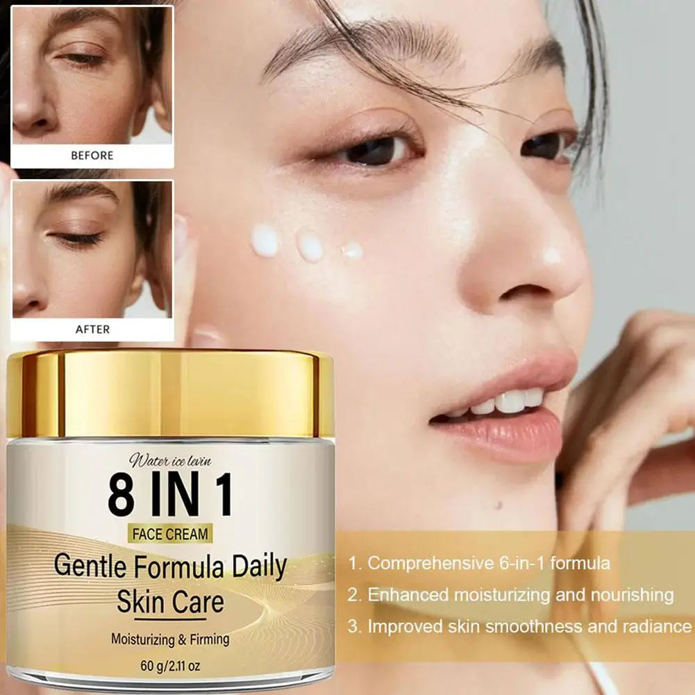 Creme Facial 8 em 1 com Retinol, Colágeno, Niacinamida e Ácido Hialurônico. Creme Facial Firmador e Hidratante 1/2PCS