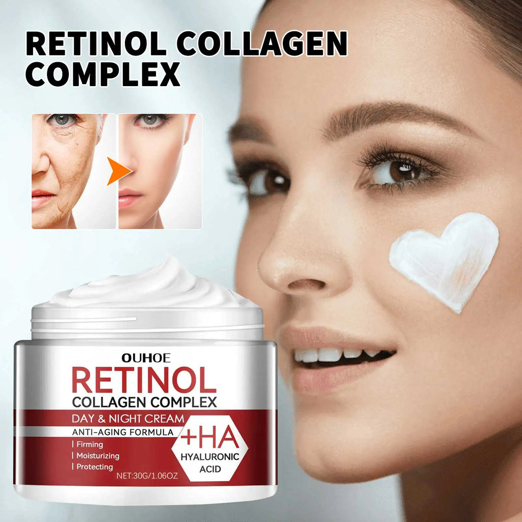 Retinol colágeno creme facial complexo dia noite creme ácido hialurônico reduzir linhas finas olheiras hidratar poros firmes