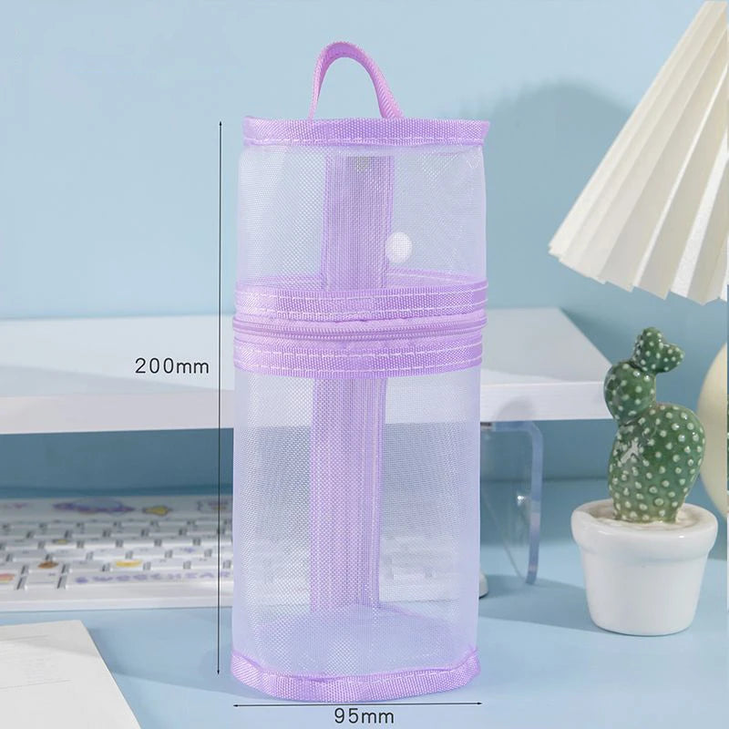 {Summer2} 【Summer2】Bolsa de armazenamento para pincéis de maquiagem, de malha, de dupla utilização, portátil, simples, de grande capacidade, suporte para pincéis