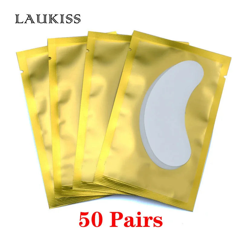 25/50/100 pares de manchas de olho sob as almofadas de cílios para a construção de manchas de papel hidrogel adesivos sem fiapos rosa para cílios postiços LAUKISS