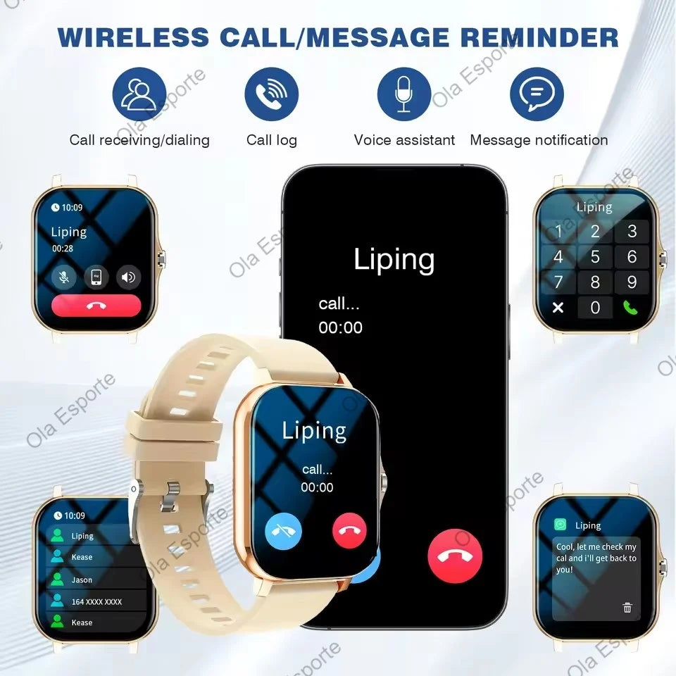 Novo Relógio Inteligente 1.83'' Tela Cheia Bluetooth com Função de Chamada Monitor de Oxigênio no Sangue/Pressão Arterial Smartwatch para Mulheres e Homens Presente de Férias 2026