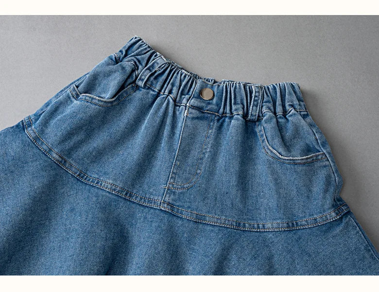 Saia curta jeans feminina com plissado, saia casual infantil, moda verão, combina com tudo, 4 a 12 anos, para crianças em escolas adolescentes, em camadas
