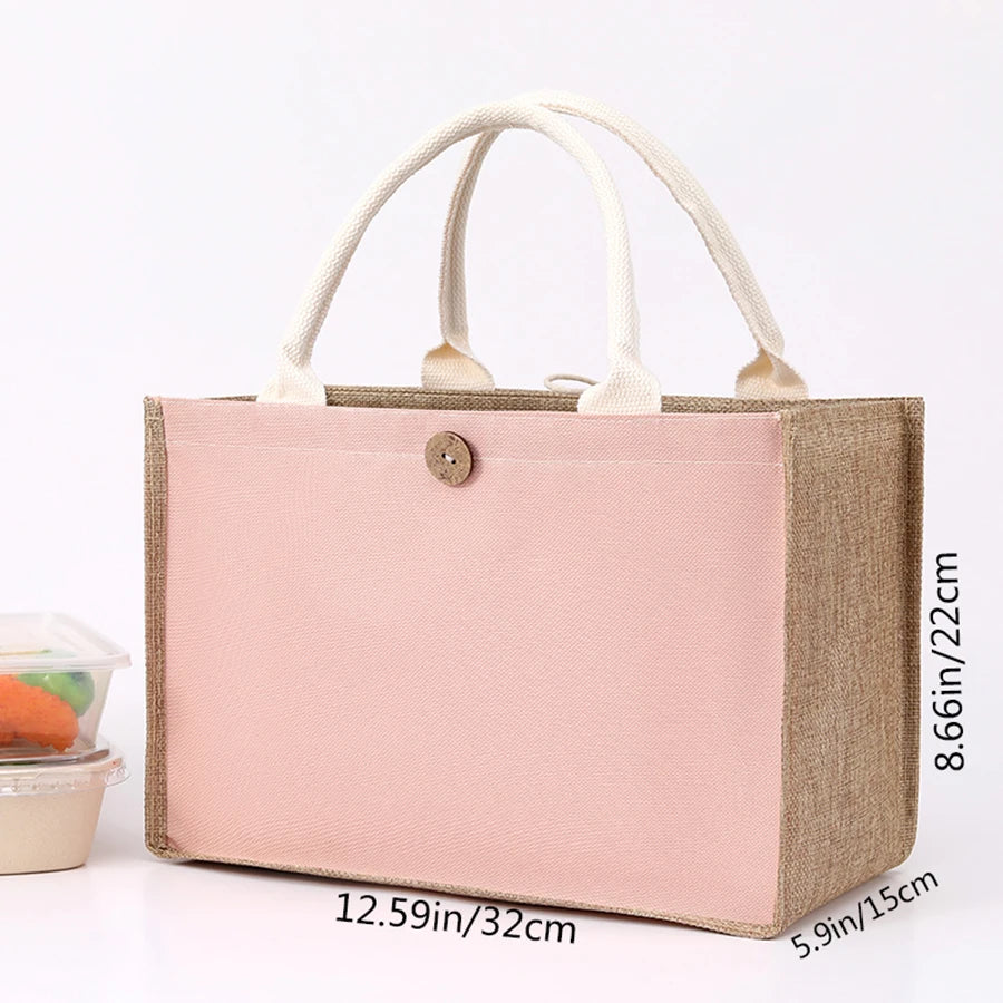 Linho cor lisa senhoras bolsa fivela estilo moda multifuncional saco de presente diário passeio saco de armazenamento de compras