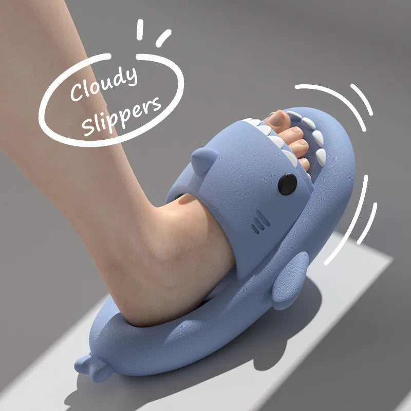 Casa tubarão chinelo nuvem mulher clapper slides verão praia interior eva sandálias masculino engraçado não deslizamento sapato senhoras feminino tênis