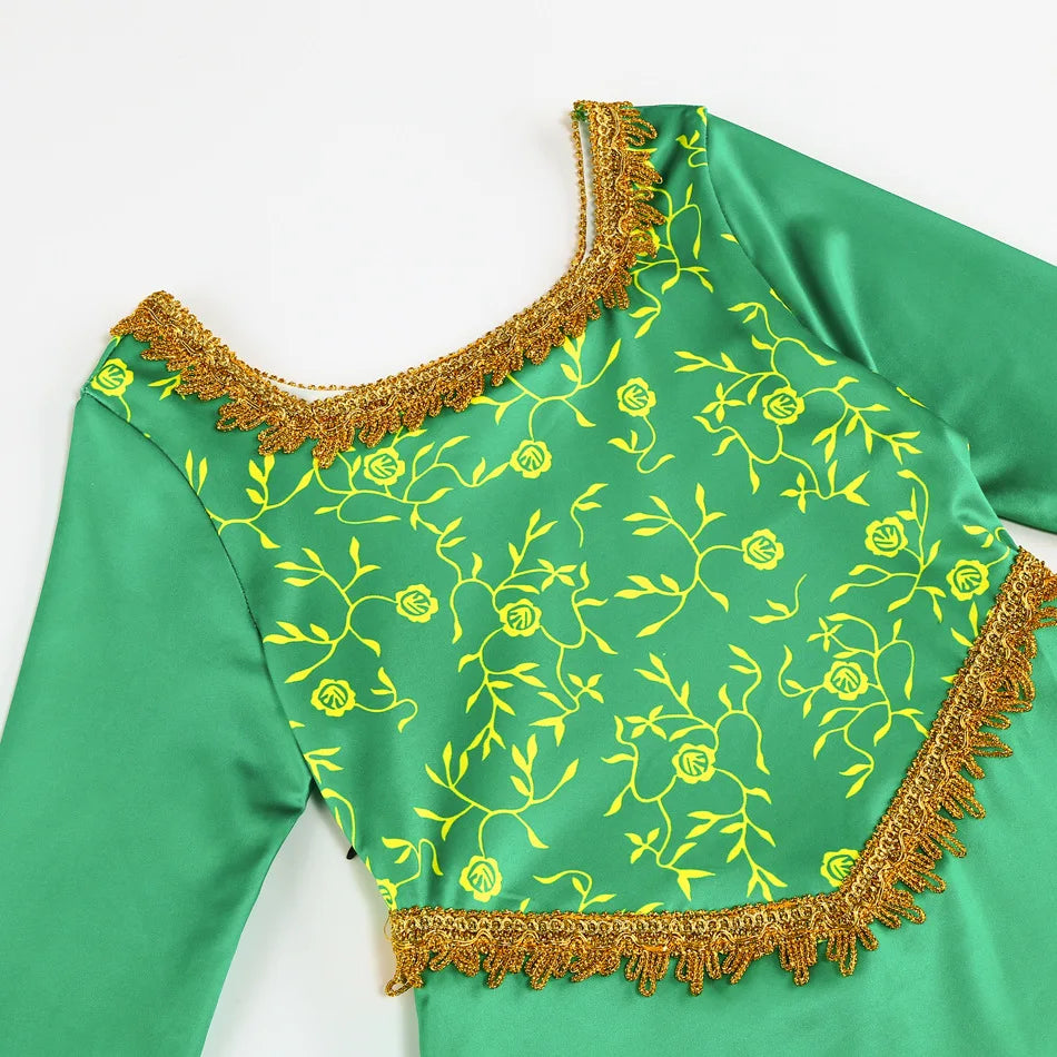Fantasia fiona cosplay meninas vestido verde roupas dos desenhos animados monstro traje disfarce crianças role play roupas de halloween crianças