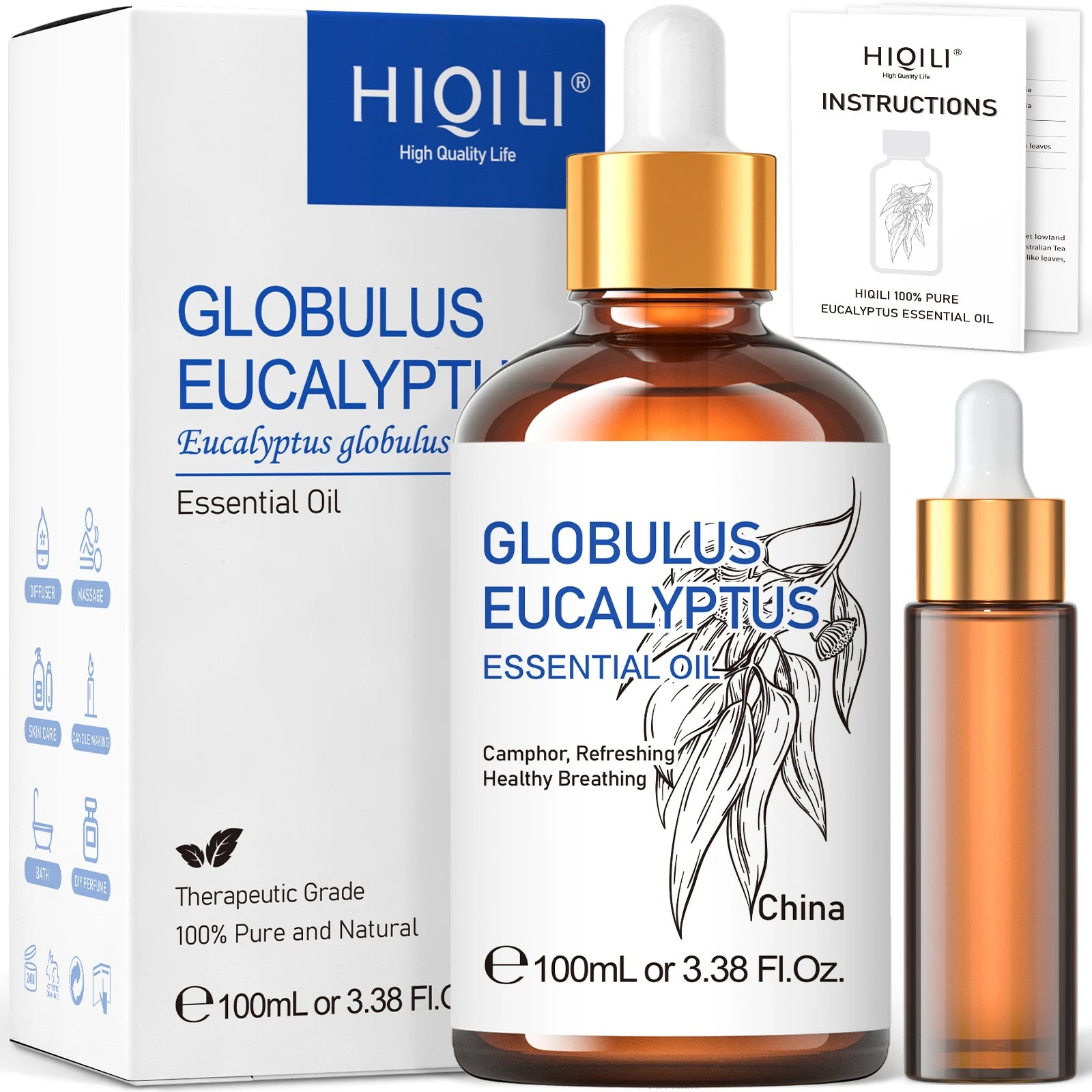 Hiqili 100ml eucalipto baunilha incenso hortelã sândalo rosa óleos essenciais para difusor umidificador vela fazendo massagem