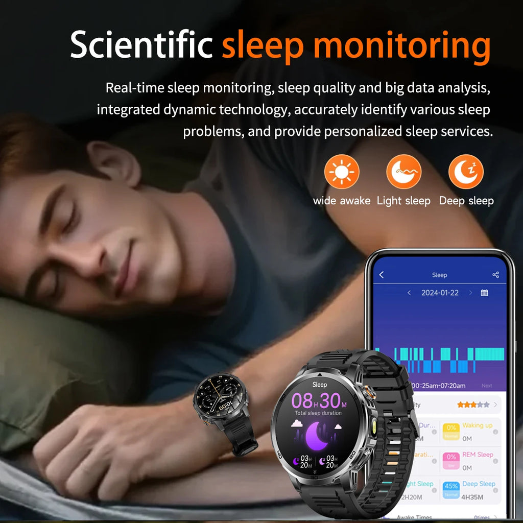 Novos Relógios Inteligentes Militares para Atividades ao Ar Livre 2026, Tela AMOLED de 1,85 polegadas, Bateria Grande de 1000mAh, À Prova D'água 10ATM, Chamada, Esportes, Pulseira Fitness Masculina
