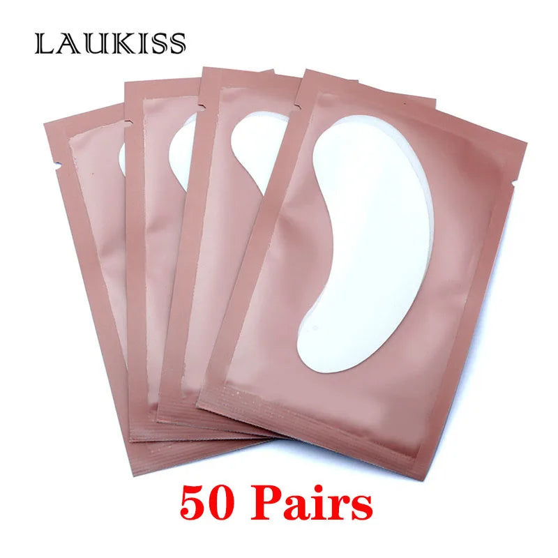 25/50/100 pares de manchas de olho sob as almofadas de cílios para a construção de manchas de papel hidrogel adesivos sem fiapos rosa para cílios postiços LAUKISS