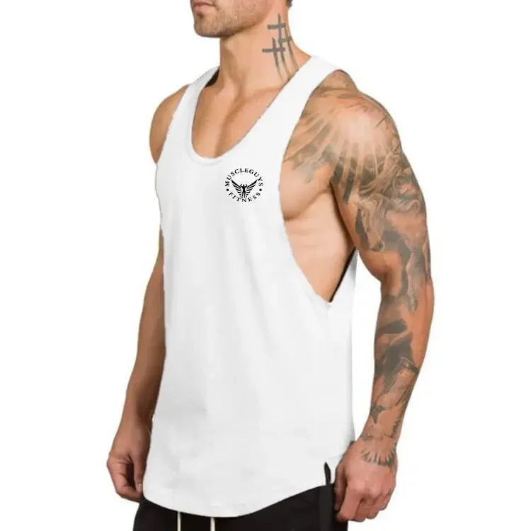 Marca roupas de ginástica algodão singlets canotte musculação stringer tanque superior dos homens camisa de fitness muscular caras sem mangas colete tanktop