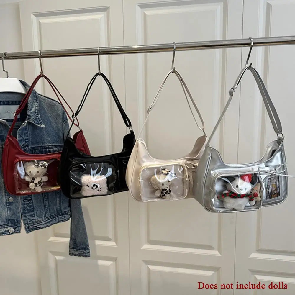 Y2k coreano transparente ita saco meninas doce lolita jk bolsa moda escola crossbody saco harajuku anime crachá exibição sacola