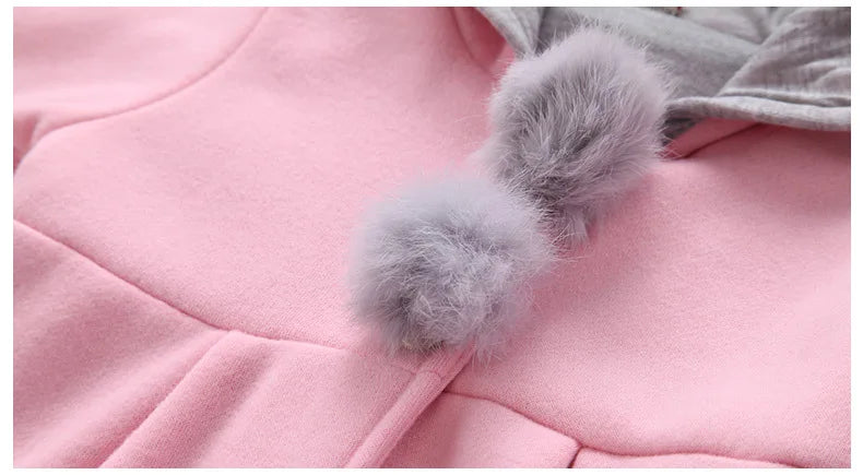 Jaqueta de algodão quente para bebês com orelhas de coelho, roupas infantis, casaco infantil, casacos, outono, primavera