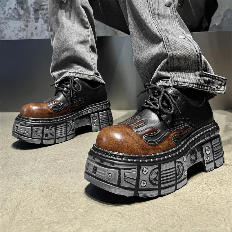 2025 mulher tênis novo estilo punk sapatos femininos gótico tornozelo rock botas rendas salto altura sapatos plataforma mulher decoração de metal