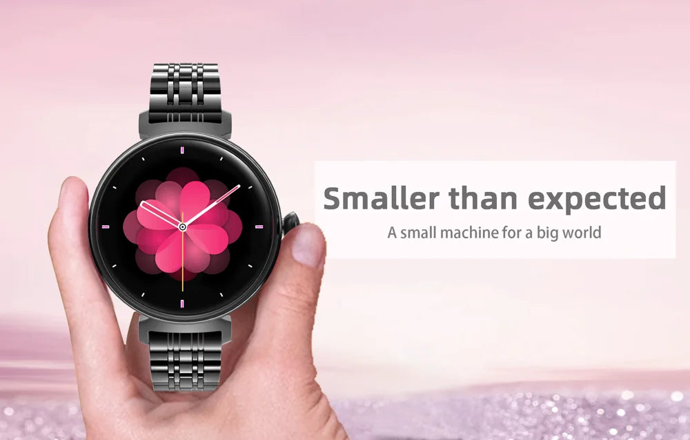 Amoled tela hd azul dente chamada smartwatch feminino relógios inteligentes à prova dwaterproof água esportes monitor de saúde freqüência cardíaca notificação mensagem