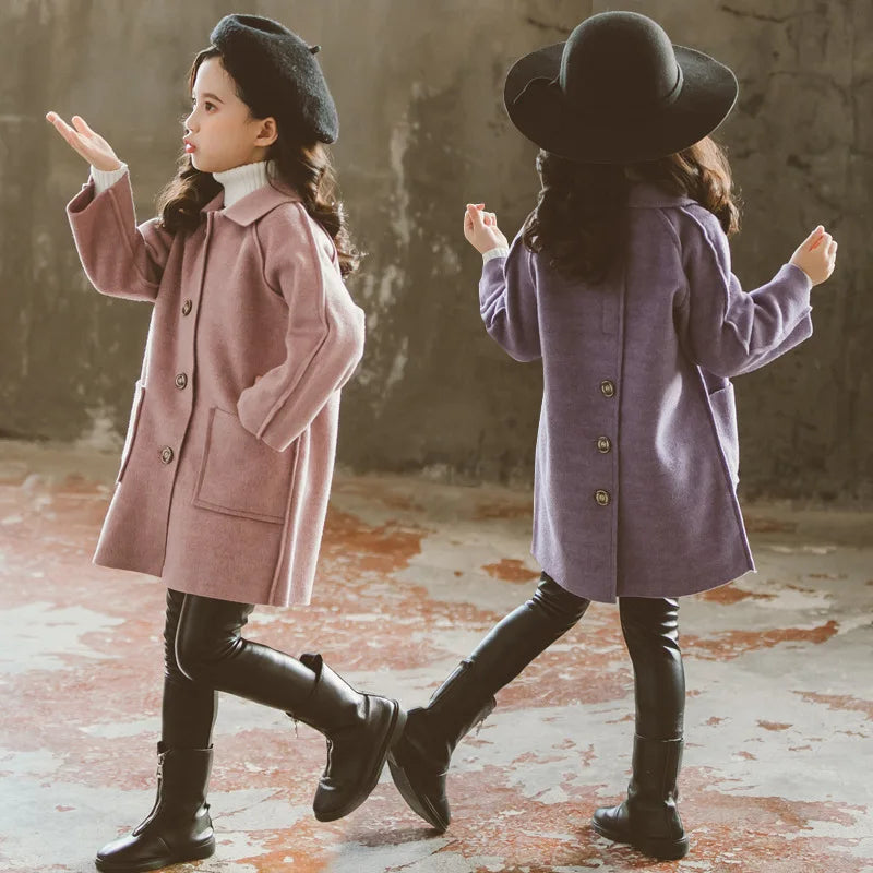 Meninas houndstooth inverno casaco de lã quente adolescente crianças fotografia casaco de lã escola crianças à prova de vento jaqueta ao ar livre 4-13y